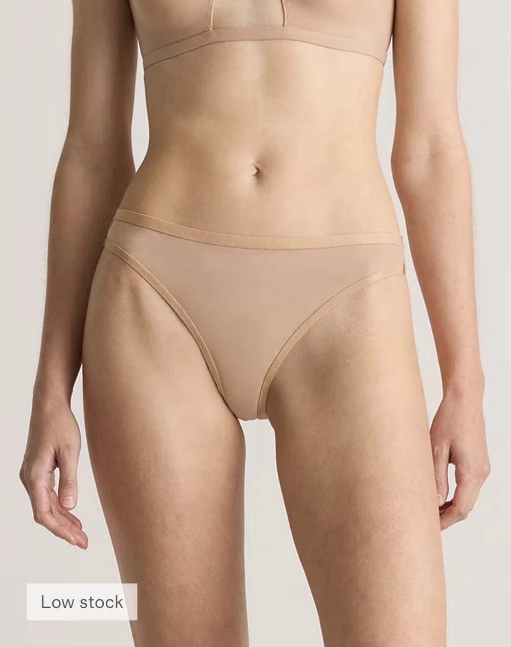 Quince Women's Belgian Mesh Sheer Thong Panties 6-pk Sand NEW ~ Size S